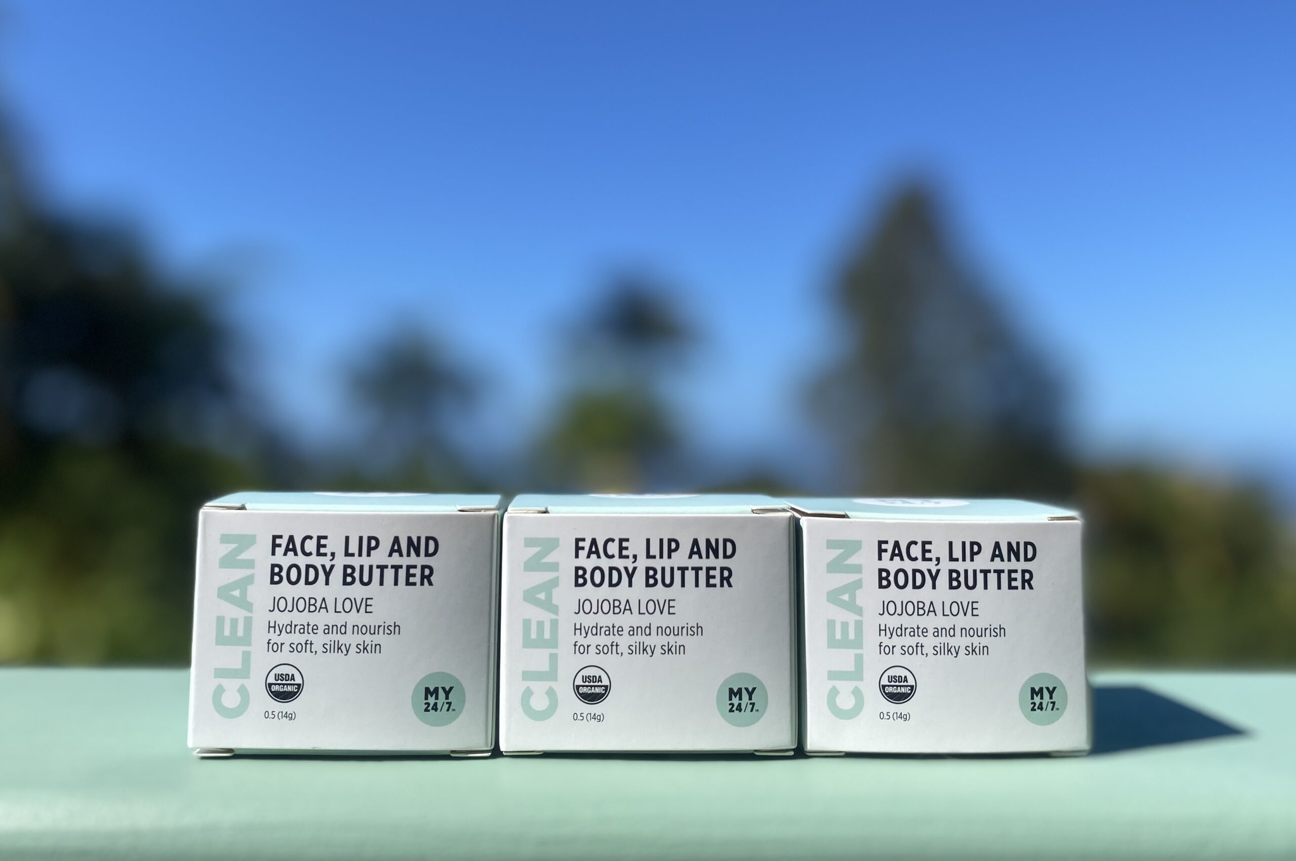 MY24/7 face, lip, and body butter, JOJOBA LOVE, organic gift set with 3 butters. Shea butter, mango butter, jojoba love, lavender oil, rose oil by Red Pantz