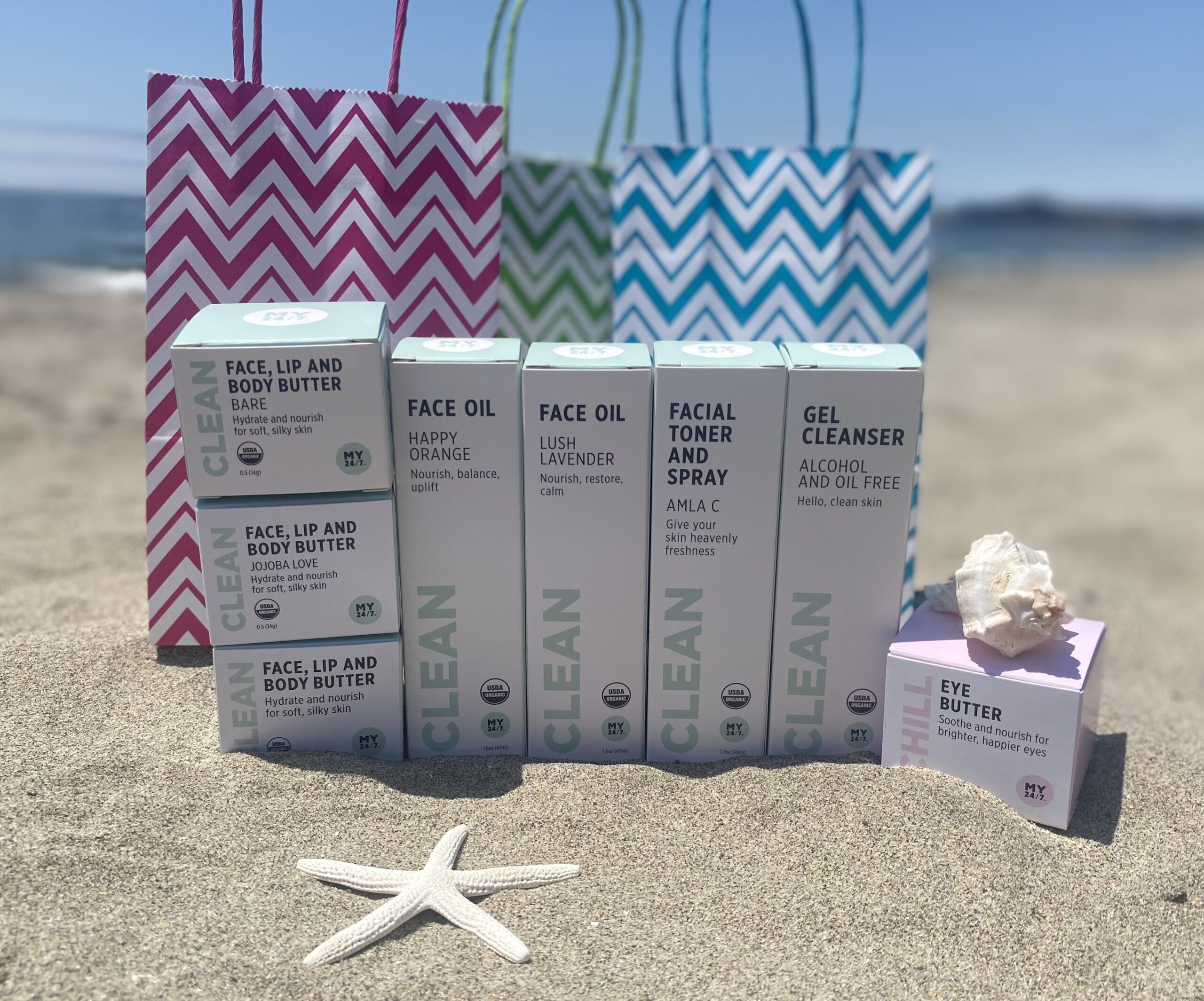 MY24/7 certified organic skin care gift sets and sale by Red Pantz